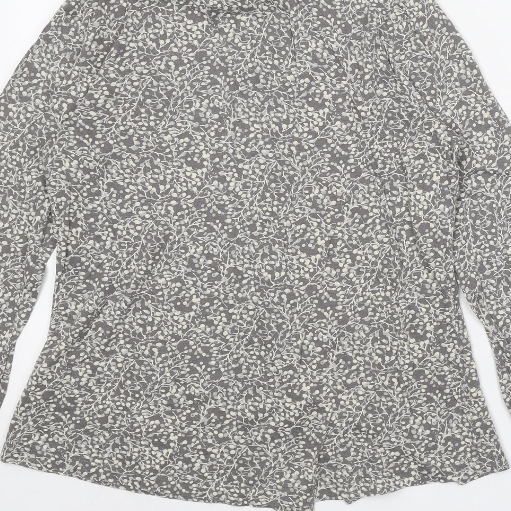 Seasalt Womens Grey Floral Cotton Basic Button-Up Size 8 Collared