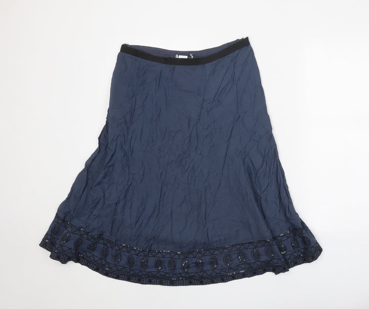 Preworn Womens Blue Geometric Cotton Swing Skirt Size 29 in