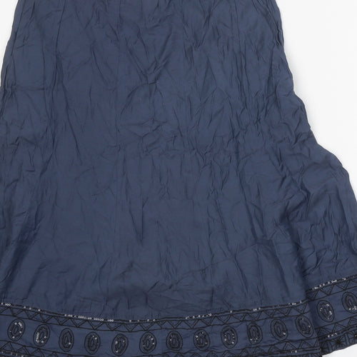 Preworn Womens Blue Geometric Cotton Swing Skirt Size 29 in