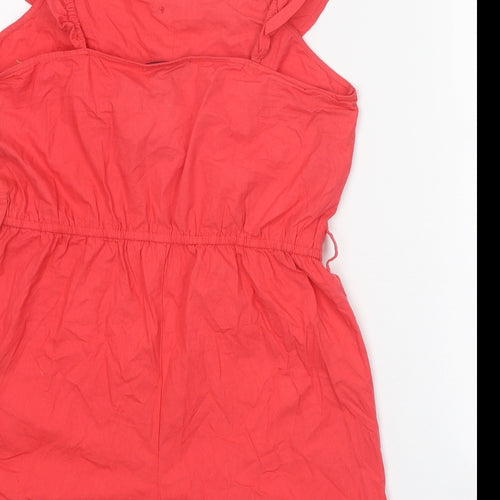 Missguided Womens Red Polyester Romper One-Piece Size 12 Button