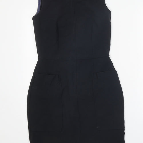 Closet Womens Black Polyester A-Line Size 10 Round Neck Zip