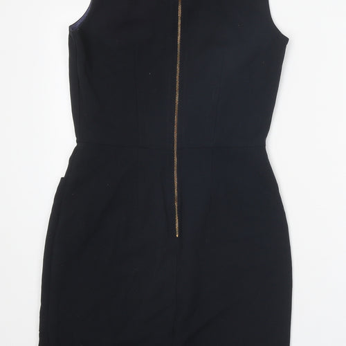 Closet Womens Black Polyester A-Line Size 10 Round Neck Zip