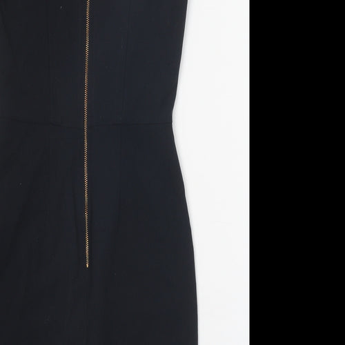 Closet Womens Black Polyester A-Line Size 10 Round Neck Zip