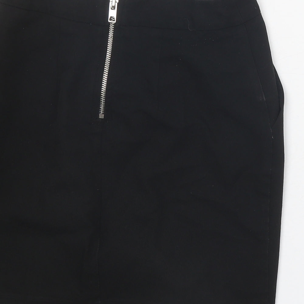 New Look Girls Black Polyester Mini Skirt Size 11 Years Regular Zip