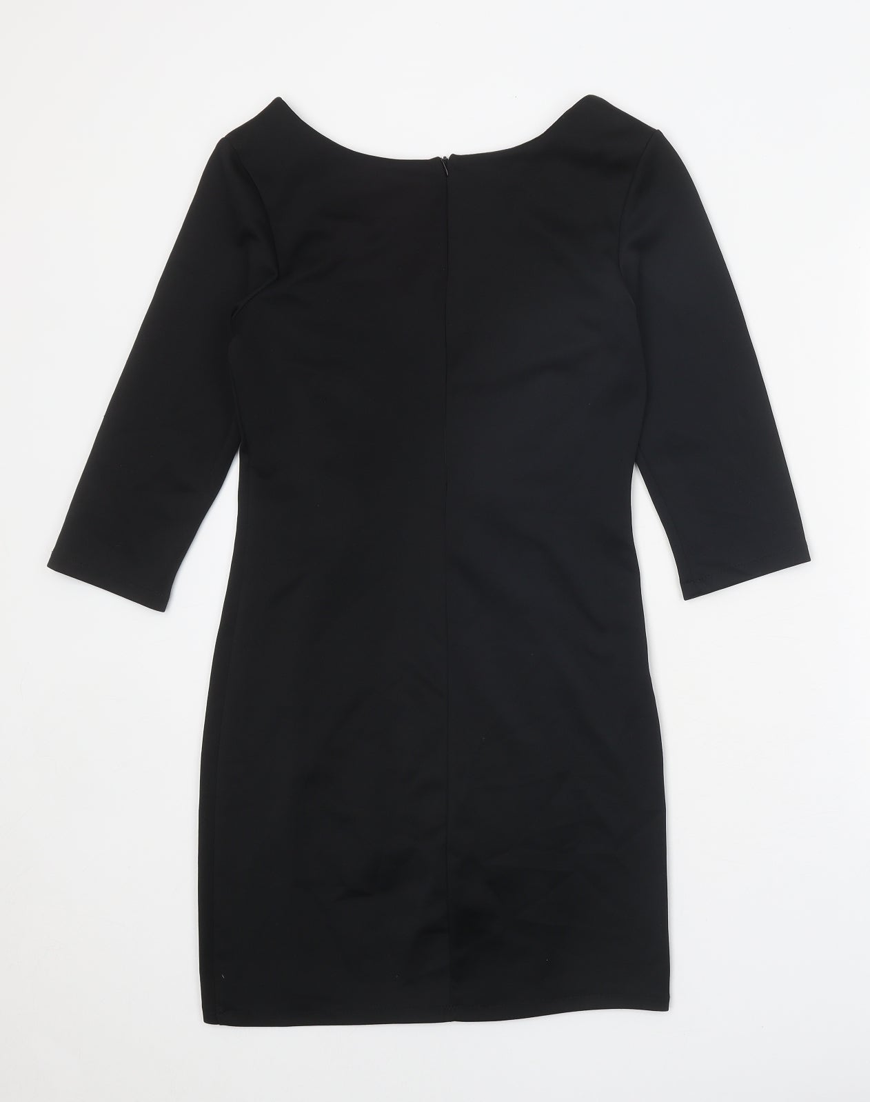 Preworn Womens Black Animal Print Polyester A-Line One Size V-Neck Zip - Leopard Pattern