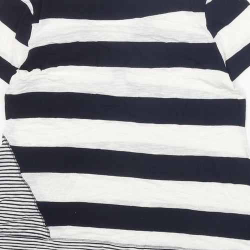 Per Una Womens White Striped Viscose Basic T-Shirt Size 14 V-Neck - Hanky Hem