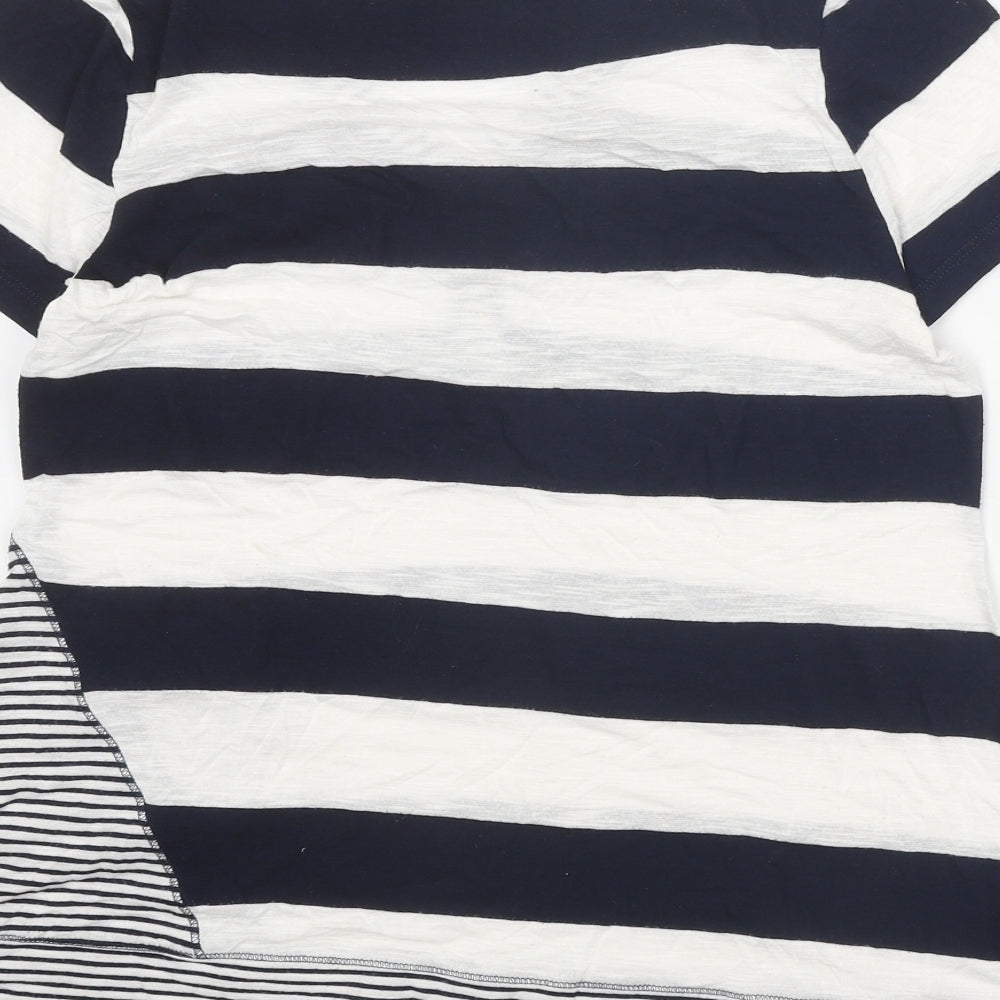 Per Una Womens White Striped Viscose Basic T-Shirt Size 14 V-Neck - Hanky Hem