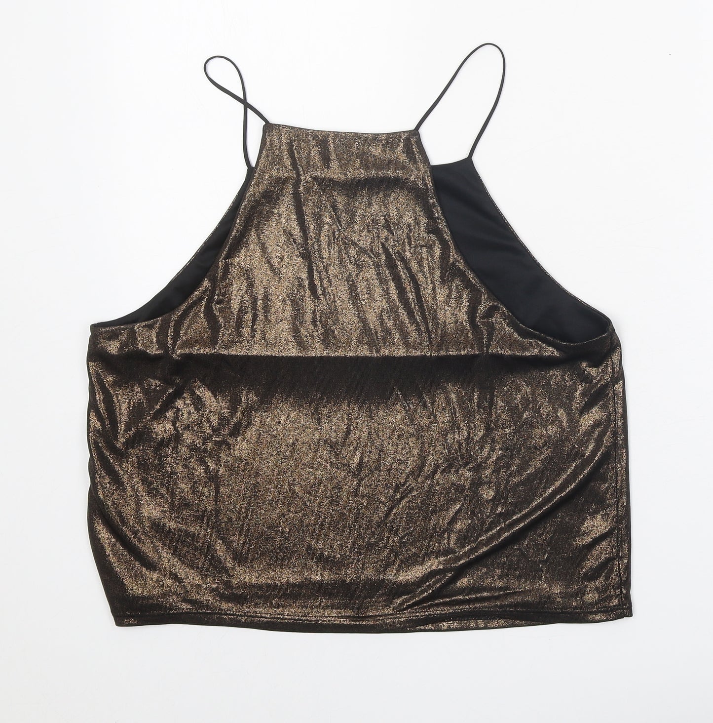 Topshop Womens Brown Polyester Camisole Tank Size 16 Square Neck - Metallic