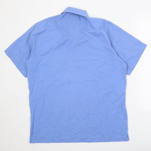 DnD Mens Blue Polyester Button-Up Size L Collared Button