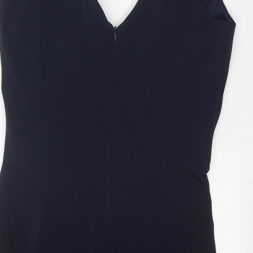 M&Co Womens Blue Polyester A-Line Size 12 V-Neck Zip