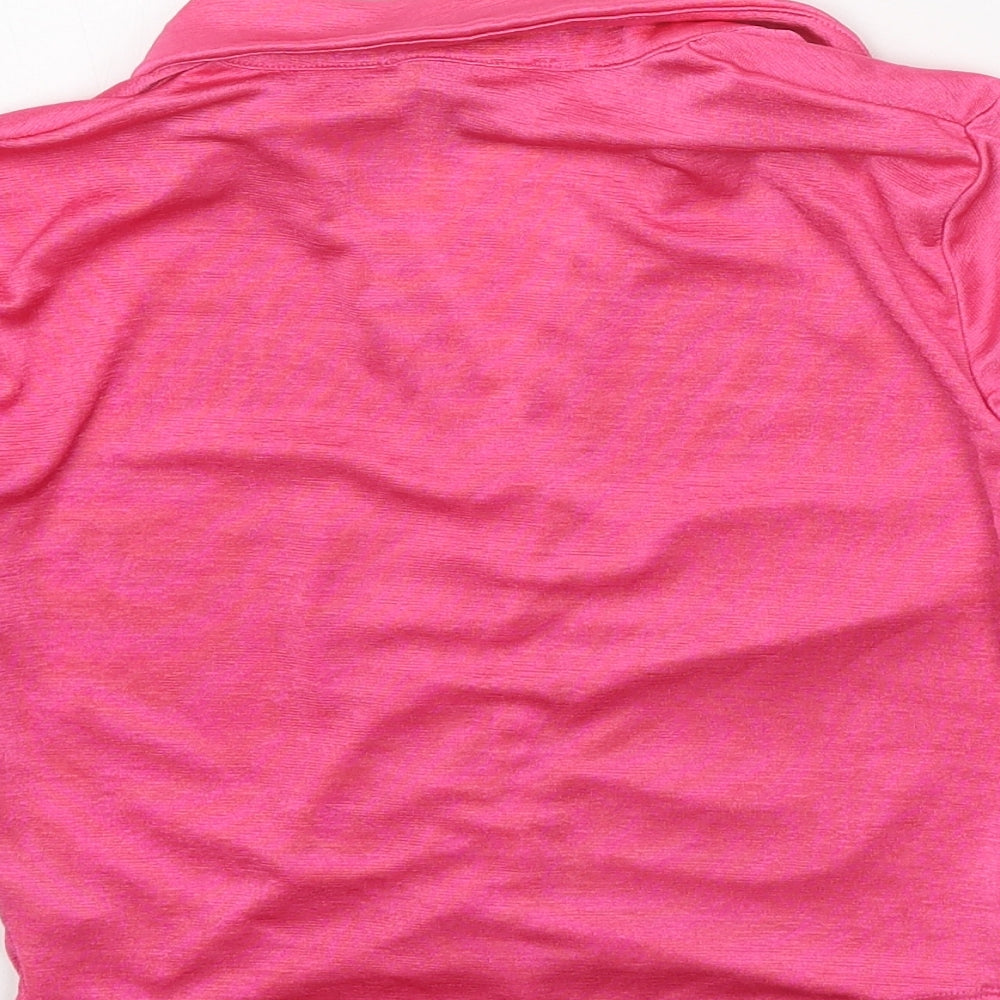 Primark Womens Pink Polyester Cropped Blouse Size 10 Collared - Front Ruched
