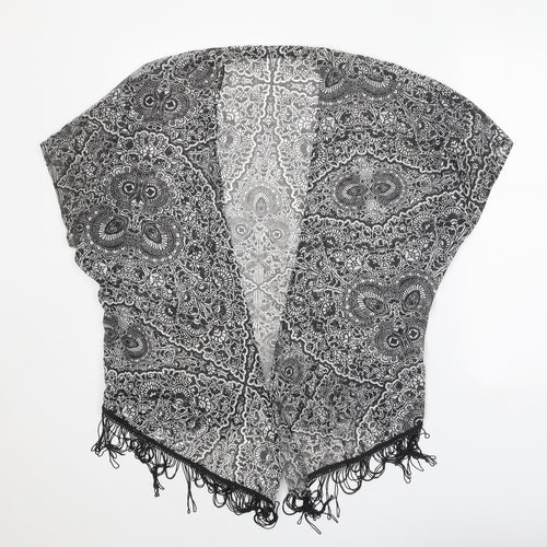 Atmosphere Womens Black Geometric Polyester Kimono Blouse Size XS V-Neck