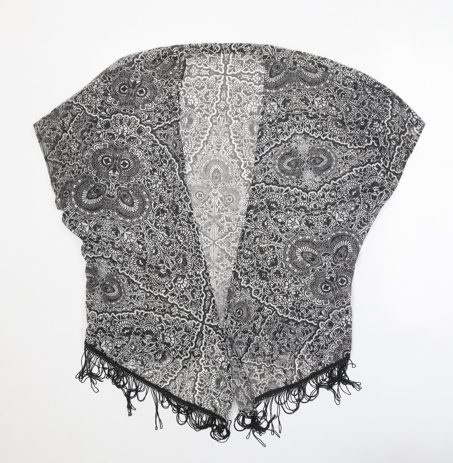 Atmosphere Womens Black Geometric Polyester Kimono Blouse Size XS V-Neck