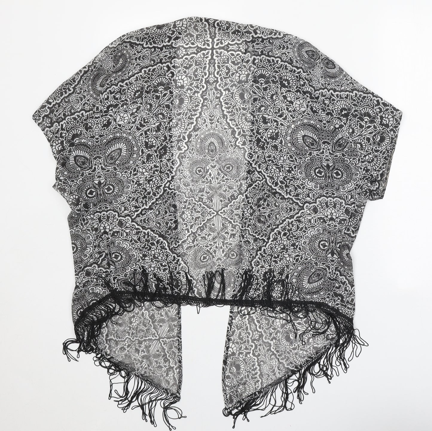 Atmosphere Womens Black Geometric Polyester Kimono Blouse Size XS V-Neck