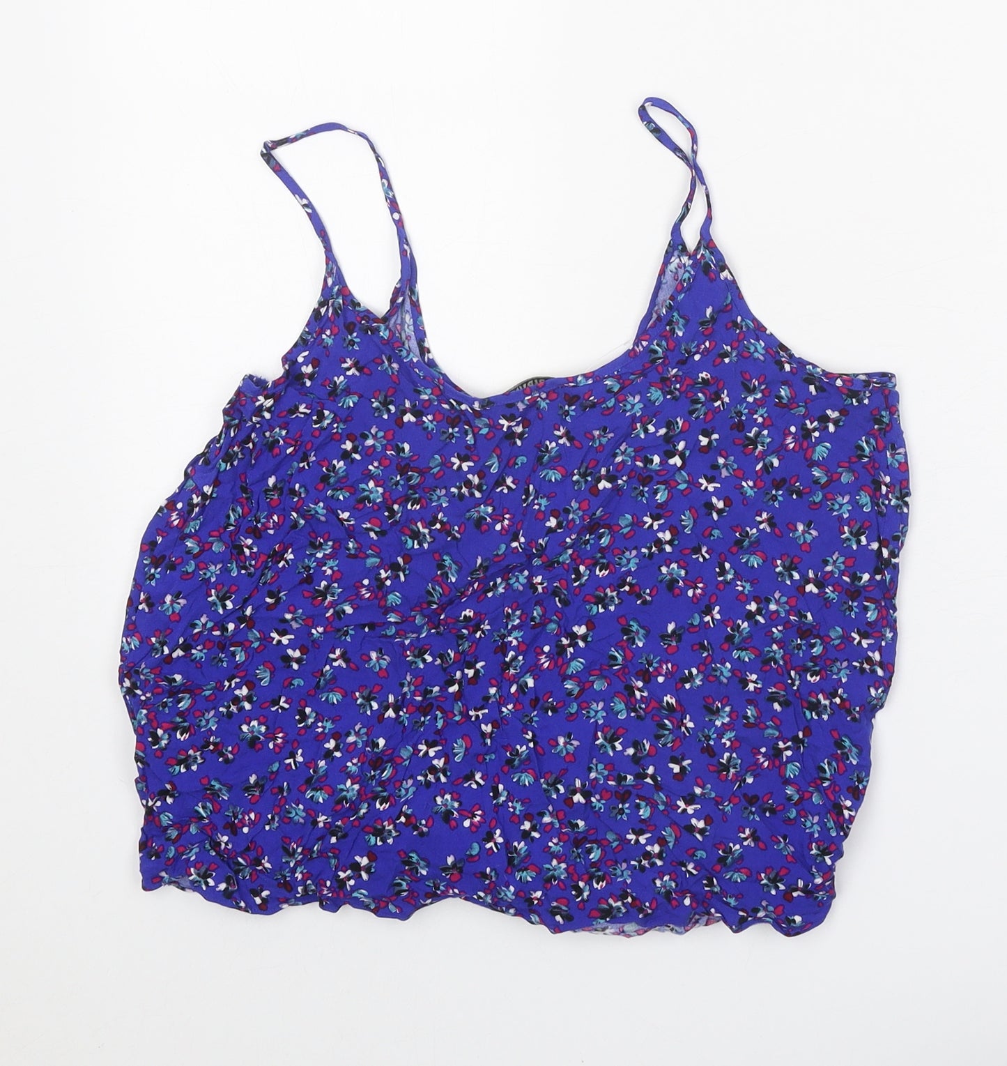 Papaya Womens Blue Floral Viscose Camisole Tank Size 14 V-Neck