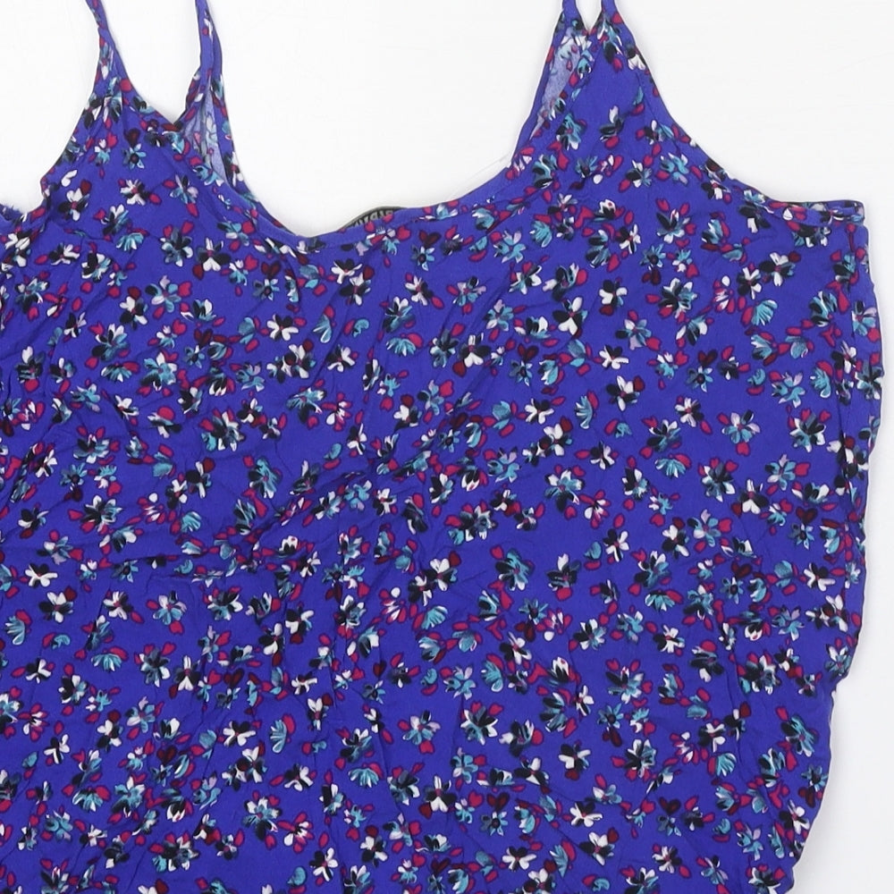Papaya Womens Blue Floral Viscose Camisole Tank Size 14 V-Neck