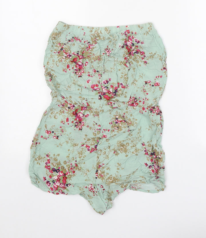 Glamour Womens Green Floral Polyester Playsuit One-Piece Size 8 Pullover