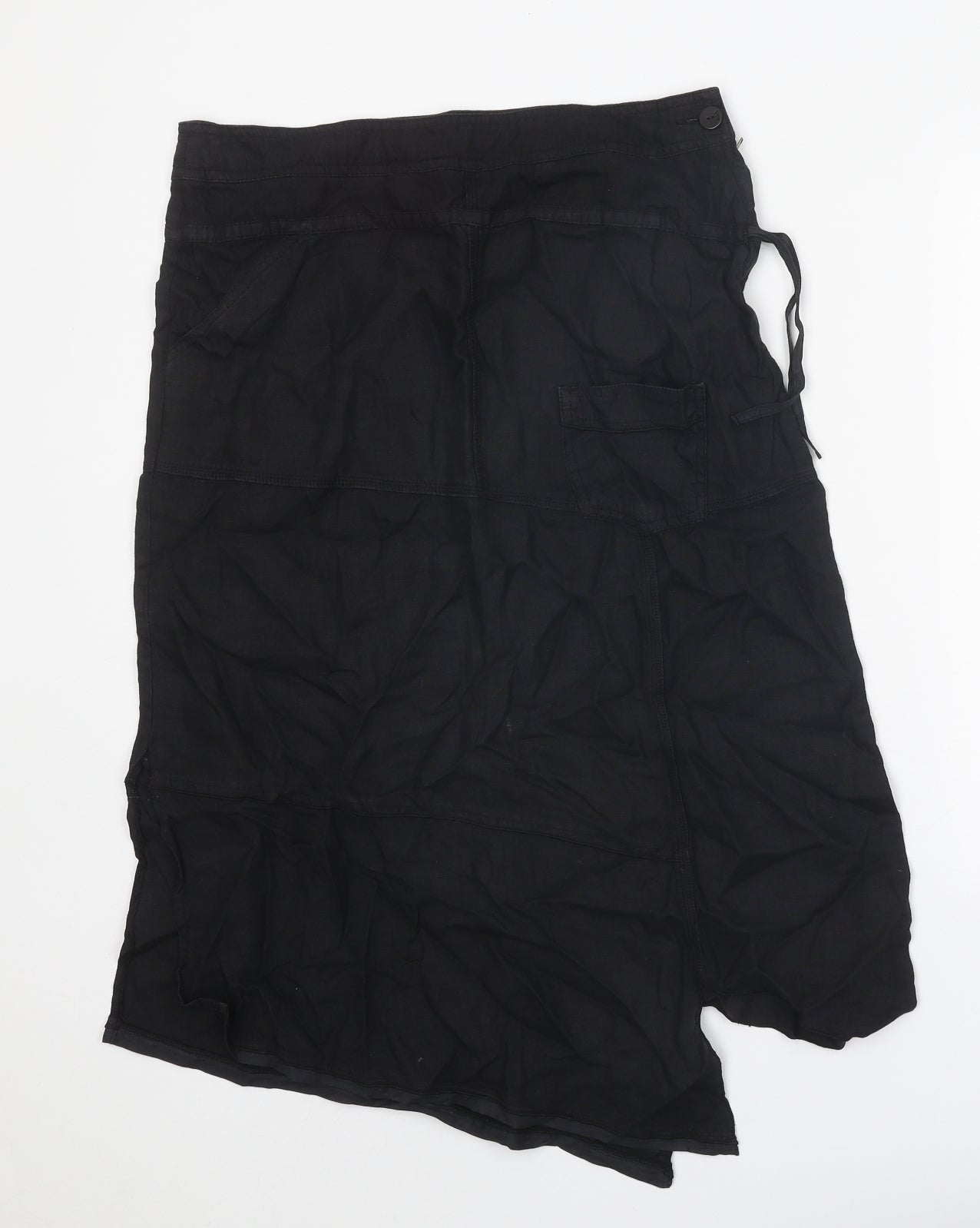 Jocavi Womens Black Linen Swing Skirt Size 12 Zip