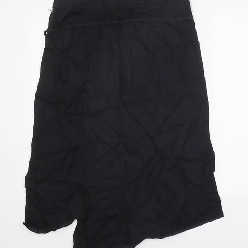 Jocavi Womens Black Linen Swing Skirt Size 12 Zip