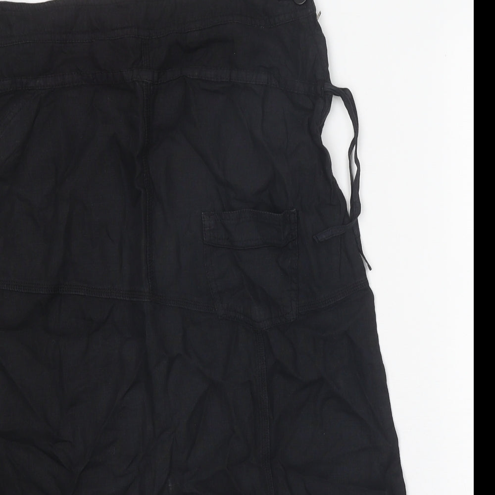 Jocavi Womens Black Linen Swing Skirt Size 12 Zip