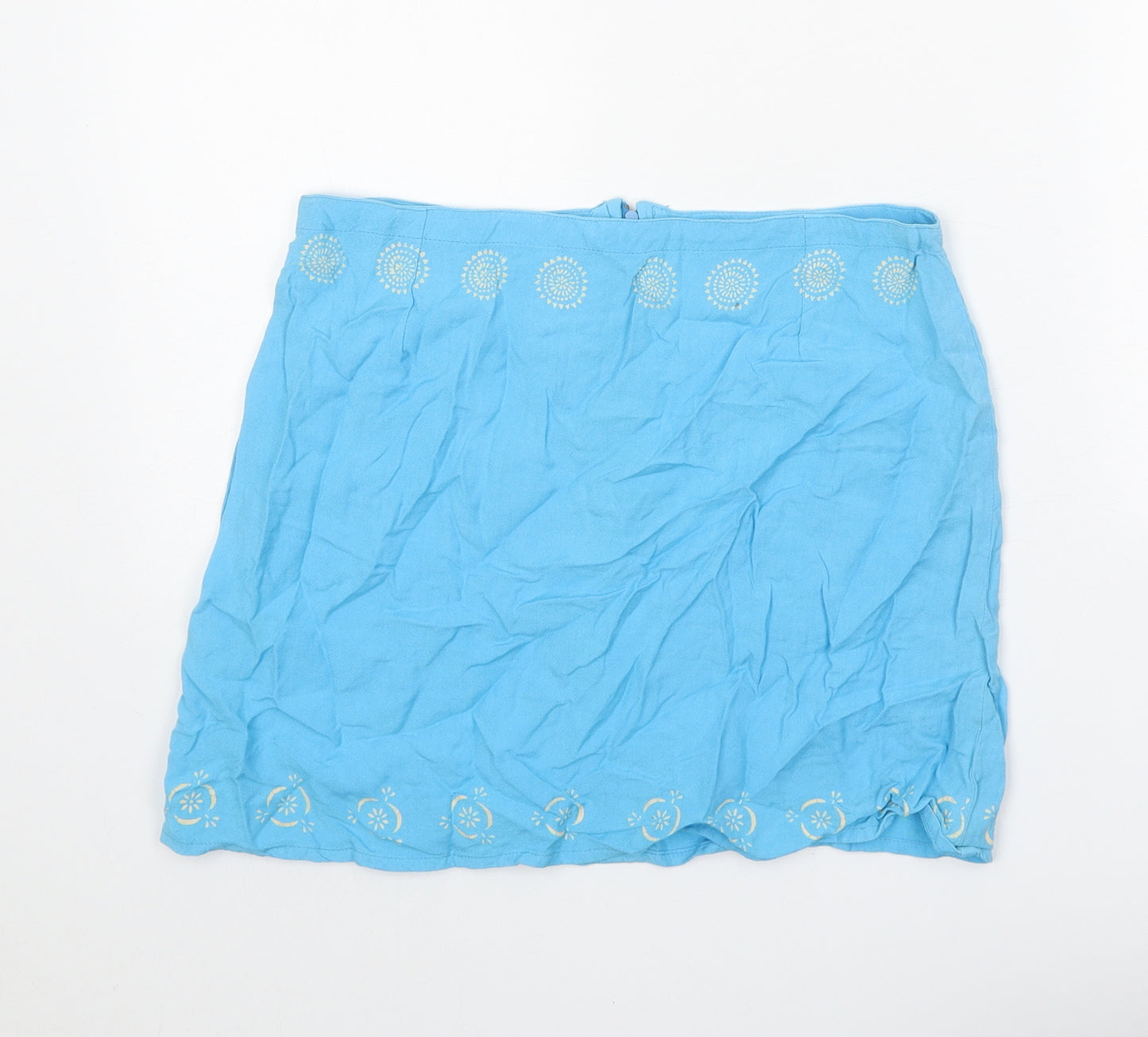 Preworn Womens Blue Geometric Polyester Mini Skirt Size M Zip