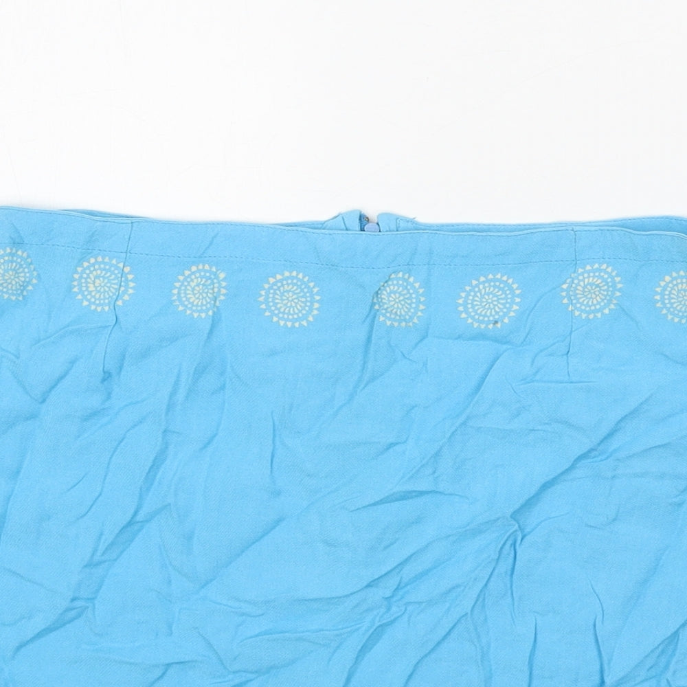 Preworn Womens Blue Geometric Polyester Mini Skirt Size M Zip