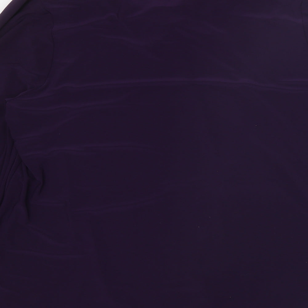 Evans Womens Purple Polyester Basic Blouse Size 18 V-Neck - Pussy Bow Neck