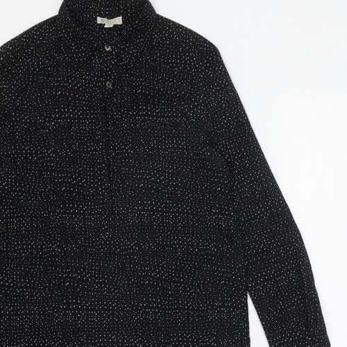 Lila Rose Womens Black Geometric Polyester Shirt Dress Size M Collared Button