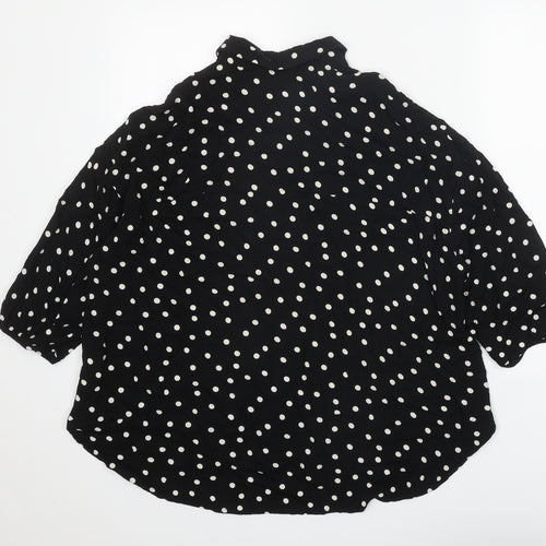 NEXT Womens Black Polka Dot Viscose Basic Button-Up Size 8 Collared