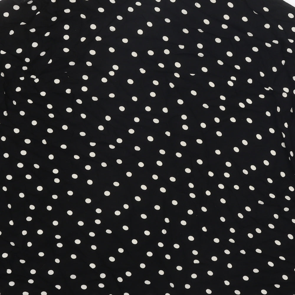 NEXT Womens Black Polka Dot Viscose Basic Button-Up Size 8 Collared