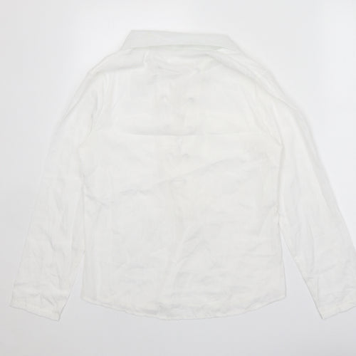Preworn Womens White Polyester Basic Blouse Size M Collared