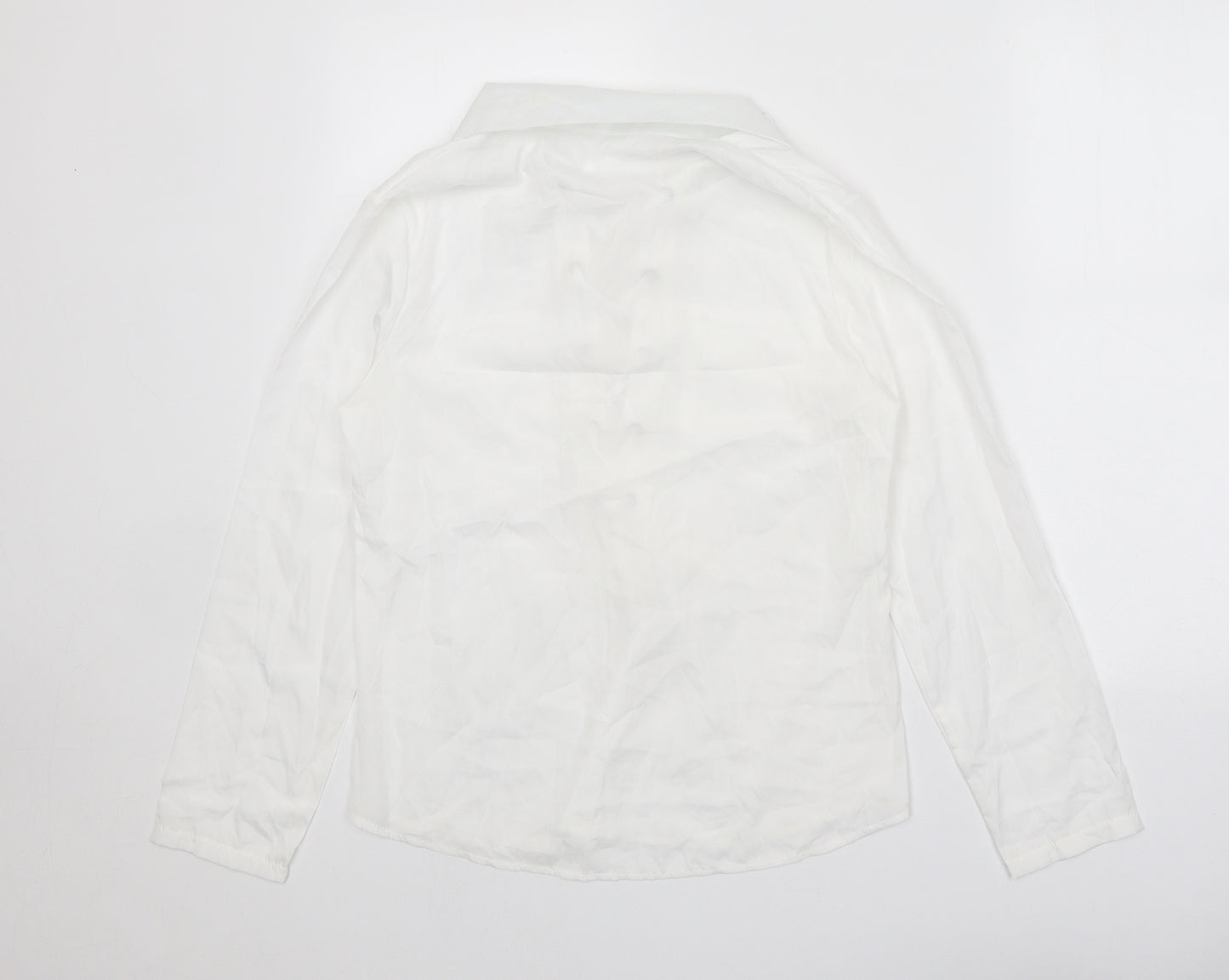 Preworn Womens White Polyester Basic Blouse Size M Collared