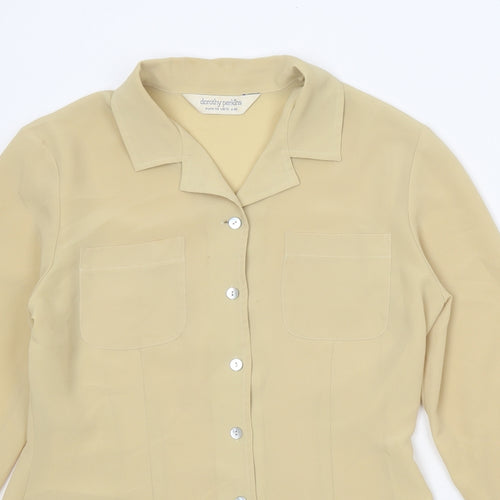 Dorothy Perkins Womens Yellow Polyester Basic Button-Up Size 12 Collared