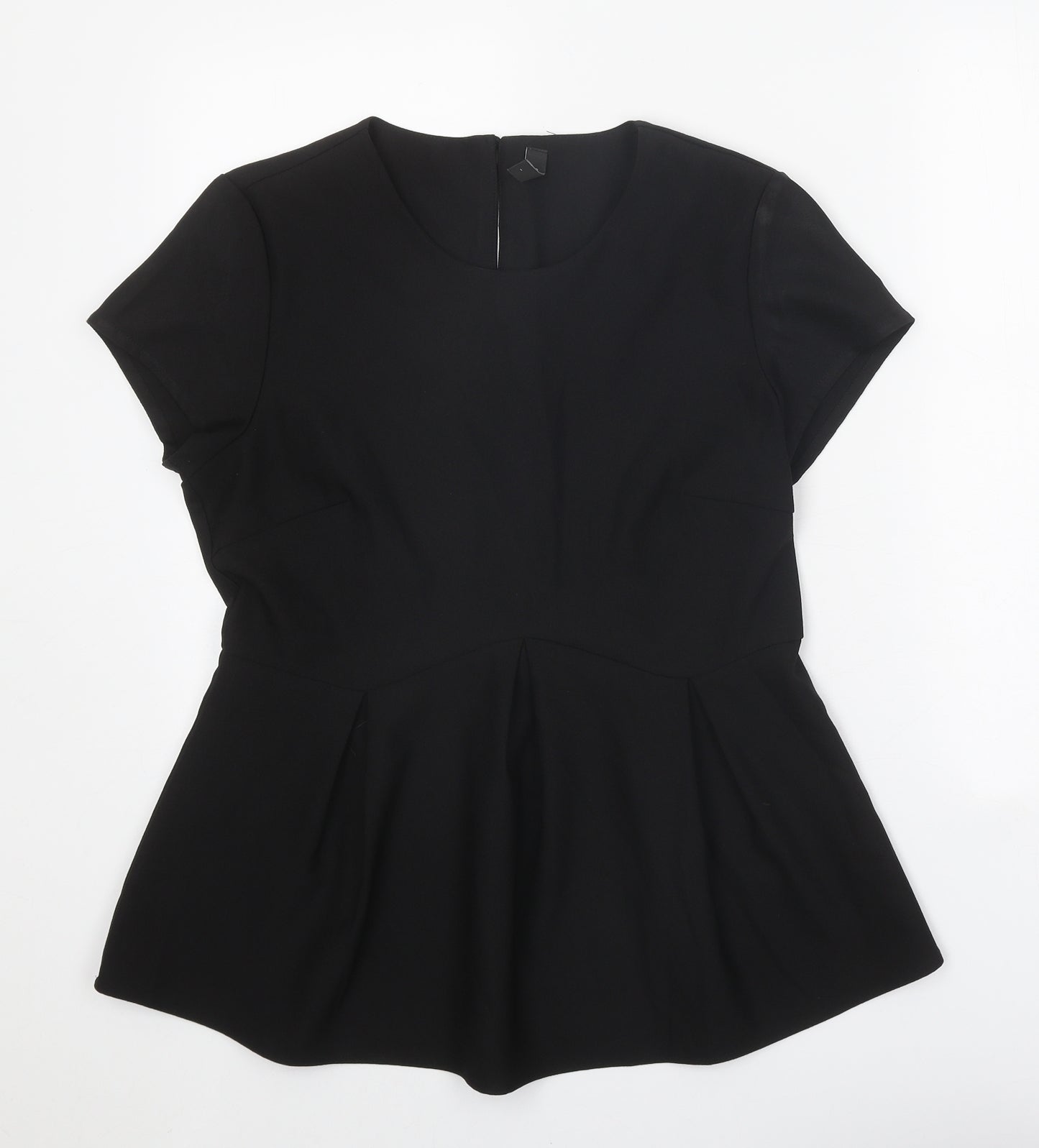 YAS Womens Black Polyester Basic T-Shirt Size 12 Round Neck