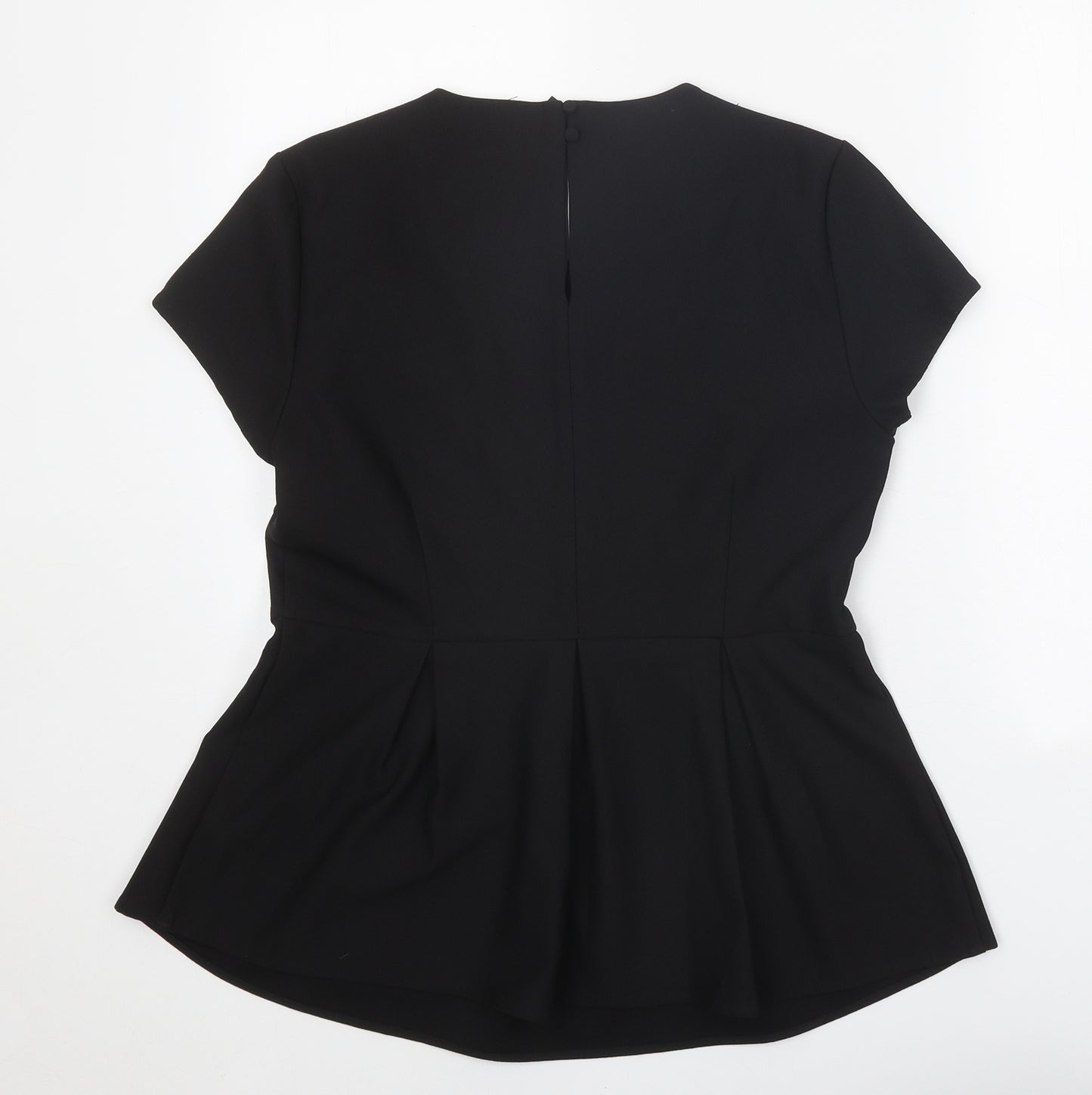 YAS Womens Black Polyester Basic T-Shirt Size 12 Round Neck