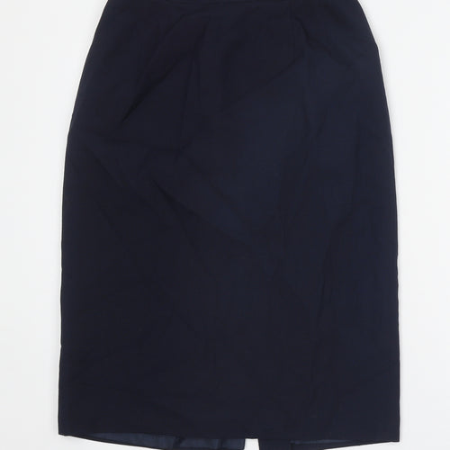 Preworn Womens Blue Polyester Straight & Pencil Skirt Size 8 Zip