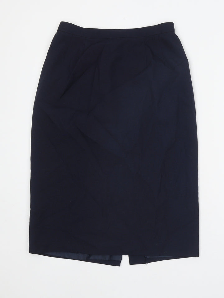 Preworn Womens Blue Polyester Straight & Pencil Skirt Size 8 Zip