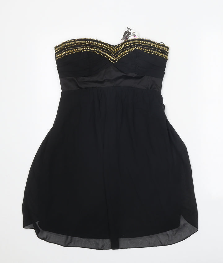 Elise Ryan Womens Black Cotton Bodycon Size 10 Sweetheart Pullover