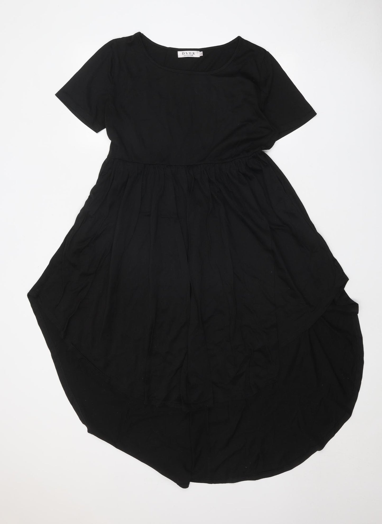 DSUK Womens Black Cotton Fit & Flare Size L Round Neck Pullover