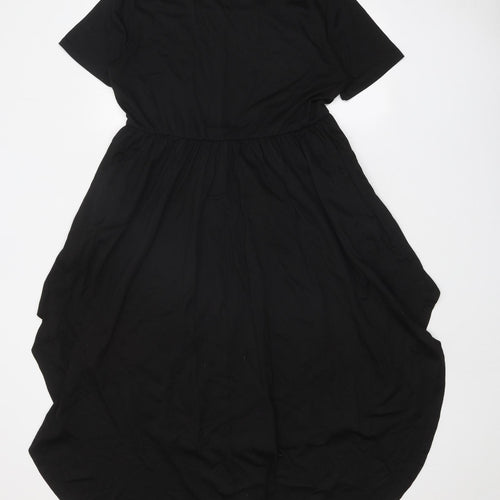 DSUK Womens Black Cotton Fit & Flare Size L Round Neck Pullover