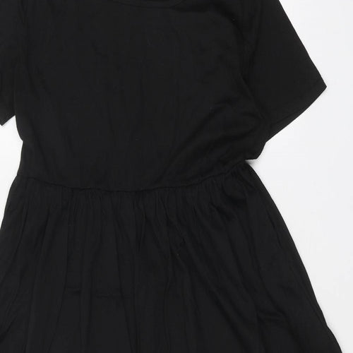 DSUK Womens Black Cotton Fit & Flare Size L Round Neck Pullover