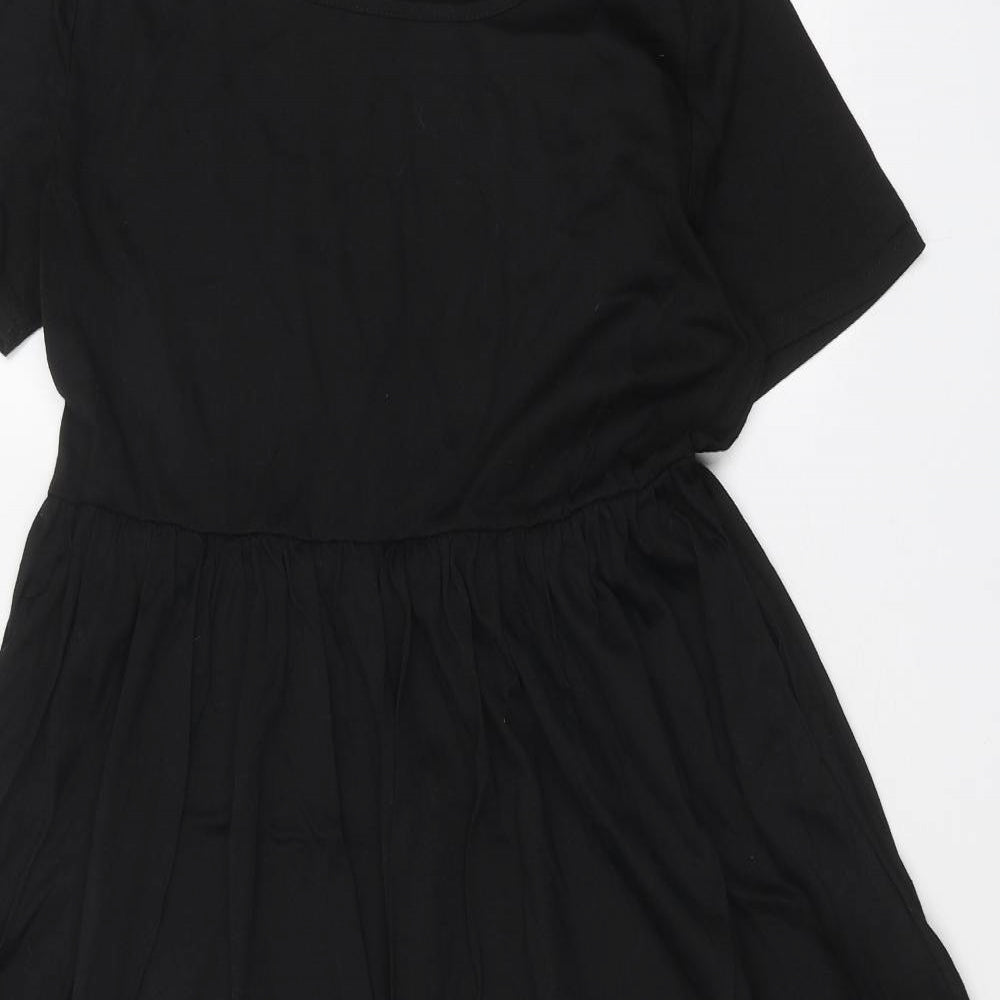 DSUK Womens Black Cotton Fit & Flare Size L Round Neck Pullover