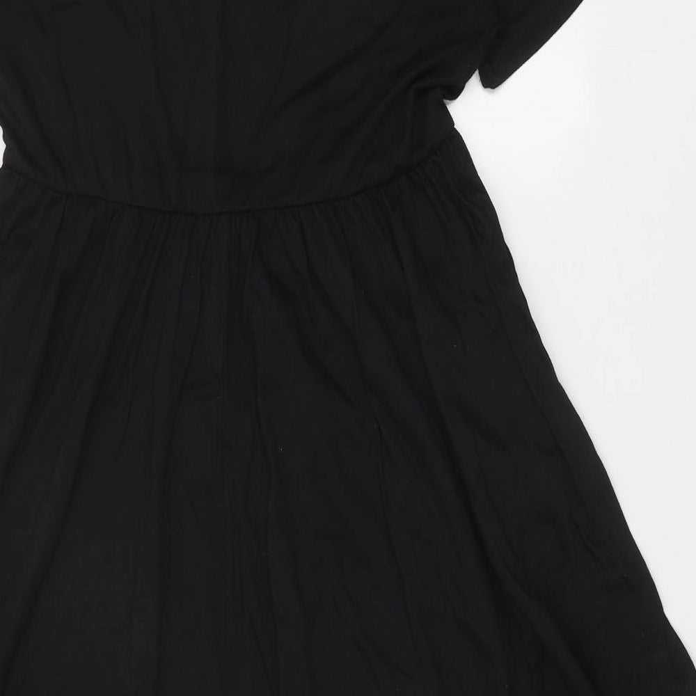 DSUK Womens Black Cotton Fit & Flare Size L Round Neck Pullover