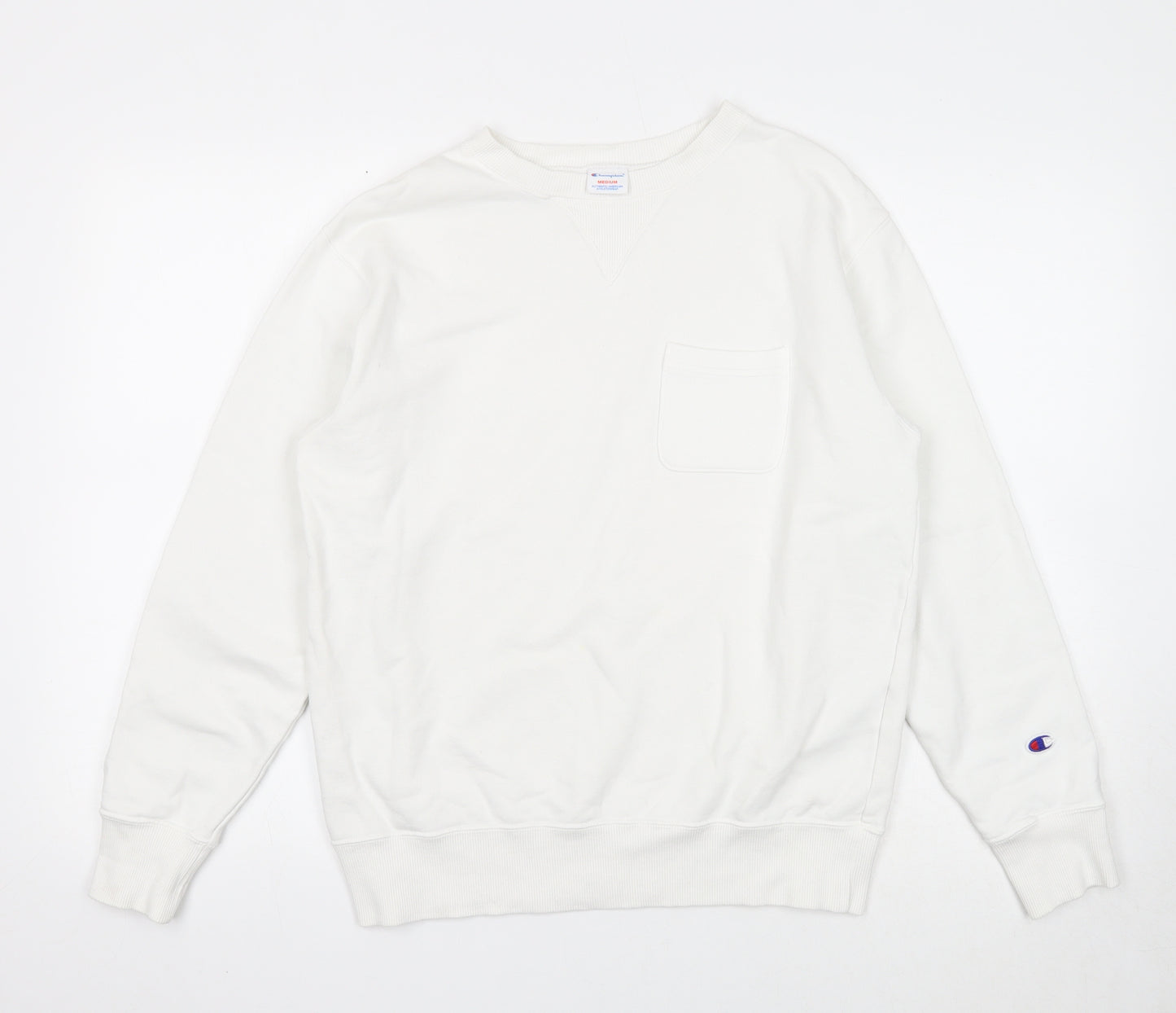 Champion Womens White Cotton Pullover Sweatshirt Size M Pullover