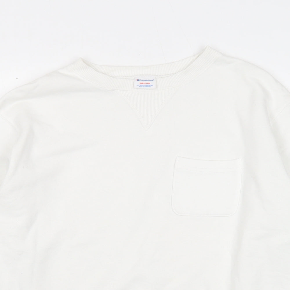 Champion Womens White Cotton Pullover Sweatshirt Size M Pullover