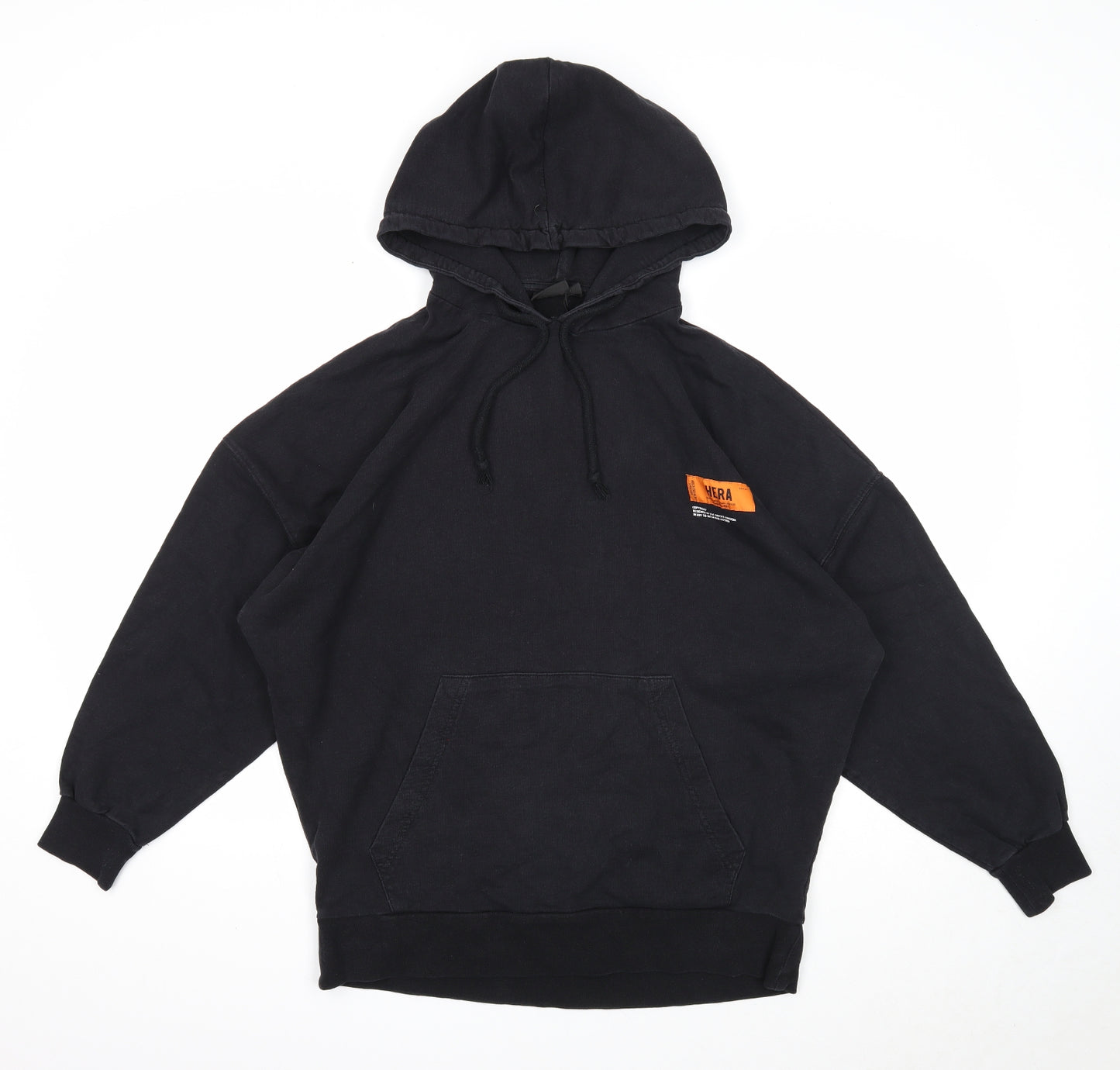 Hera Mens Black Cotton Pullover Hoodie Size M