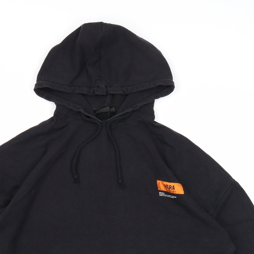 Hera Mens Black Cotton Pullover Hoodie Size M