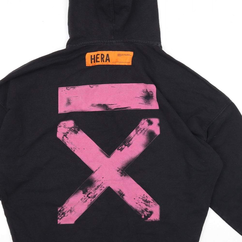 Hera Mens Black Cotton Pullover Hoodie Size M