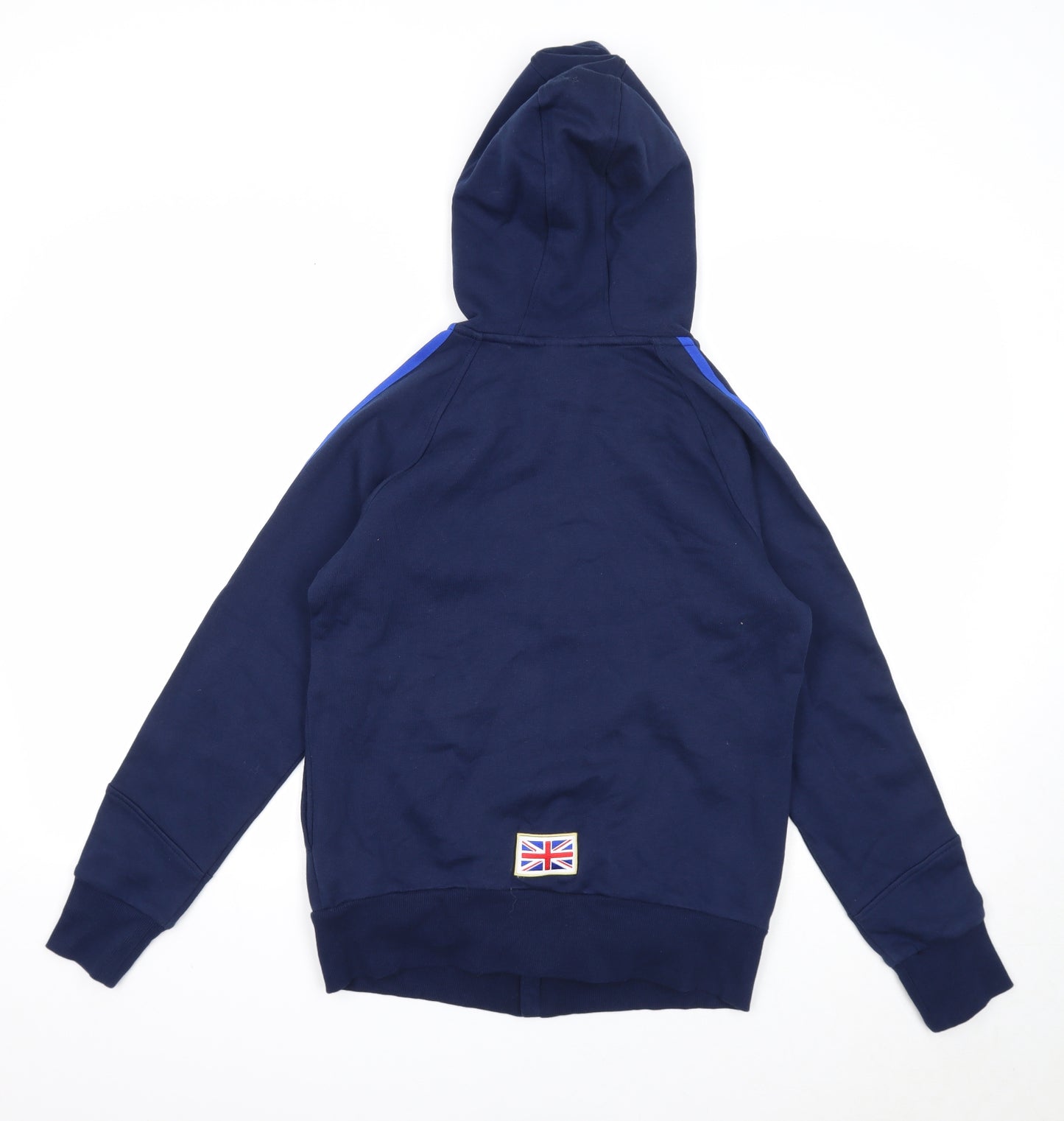 adidas Womens Blue Geometric Cotton Full Zip Hoodie Size 12 Zip - Team GB