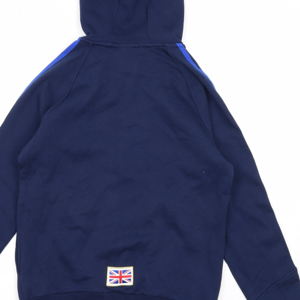adidas Womens Blue Geometric Cotton Full Zip Hoodie Size 12 Zip - Team GB